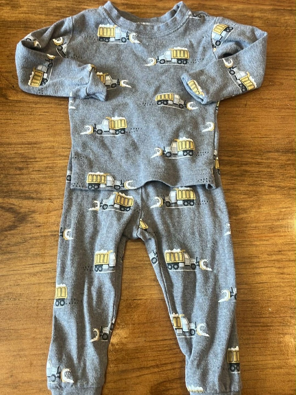 Petit Lem Gray Sleep Set with Yellow Truck Accent